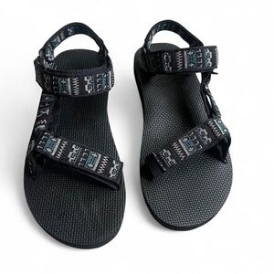 Teva MENS Original Universal Pottery Tribal Strappy Sandals Black Green Size 9